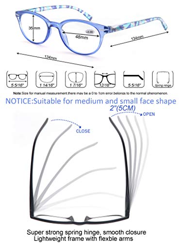 Un Pack de 4 Gafas de Lectura 1.0/Gafas para Presbicia Mujeres,Buena Vision Ligeras Comodas,Vista de Cerca/Vista Cansada