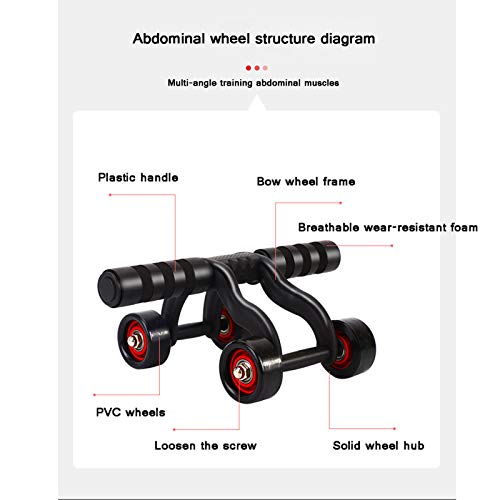 Un Par Ruedas de Ejercicio Abdominal, Abdomen de Cuatro Ruedas, Ruedas de Ejercicio Unisex, Ejercicio Físico en Interiores, Almohadilla para Arrodillarse