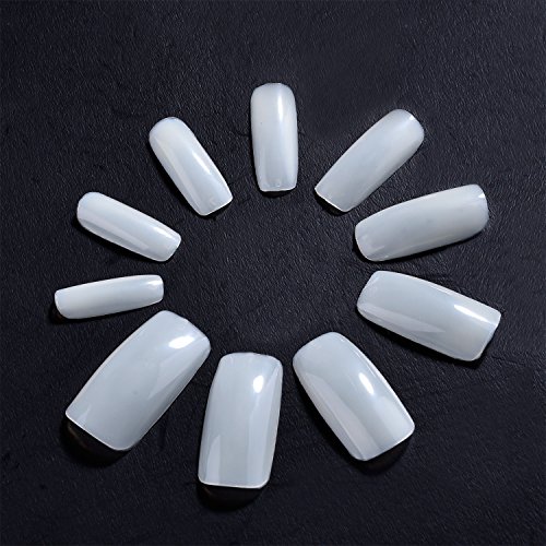 Uña Falsa Artificial de Acrílico Puntas de Uñas de Arte de UV Gel de DIY (100 Piezas, Completo Natural Translúcido)