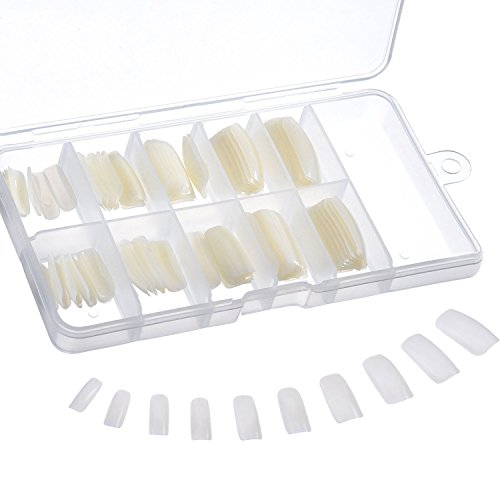 Uña Falsa Artificial de Acrílico Puntas de Uñas de Arte de UV Gel de DIY (100 Piezas, Completo Natural Translúcido)