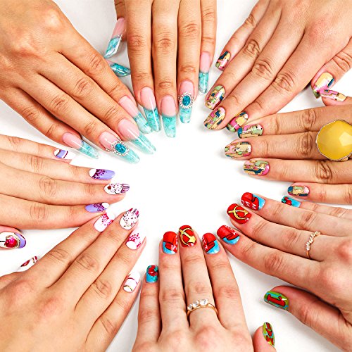 Uña Falsa Artificial de Acrílico Puntas de Uñas de Arte de UV Gel de DIY (100 Piezas, Completo Natural Translúcido)