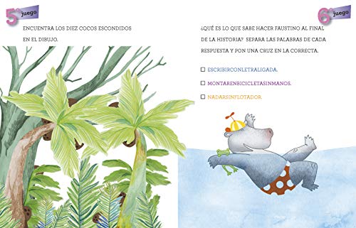 ¡Una historia en 5 minutos! El hipopótamo aprende a nadar: 11 (Tres pasos)