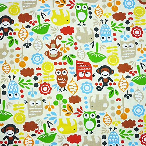 Una pieza de 50 cm x 160 cm búho mono impreso tela de algodón para patchwork edredón decoración de habitación de bebé cubierta de almohada costura artesanía