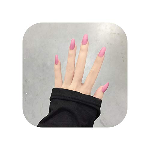 Uñas Largas Para Mujeres | 24Pcs Europa y Estados Unidos Bailarina de viga Prensa falsa en las uñas Cabeza redonda larga Caqui Uñas falsas mate con pegamento para niñas 10-