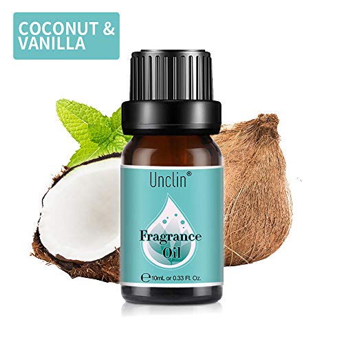 Unclin Aceites de Frangancia, Aceites Esenciales para Humidificador, Aromaterapia para Hogar, Oficina 10ml - Coco y vainilla