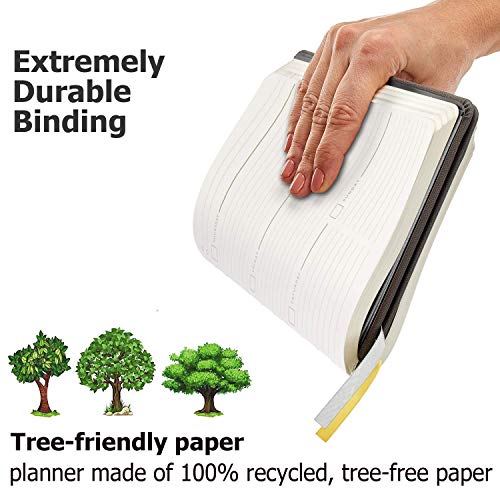 Undated Planning hebdomadaire pour homme et femme – But et de Productivité Planner – Couverture rigide, en simili cuir, gris