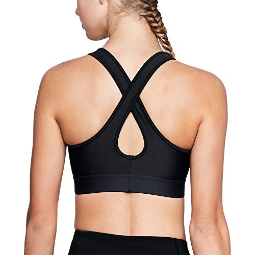 Under Armour Mid Crossback Sujetador Deportivo para Mujer, Ropa Interior Transpirable y Ajustada, cómoda Ropa Deportiva de Mujer con Tirantes Cruzados, Black/Black/Graphite (001), LG