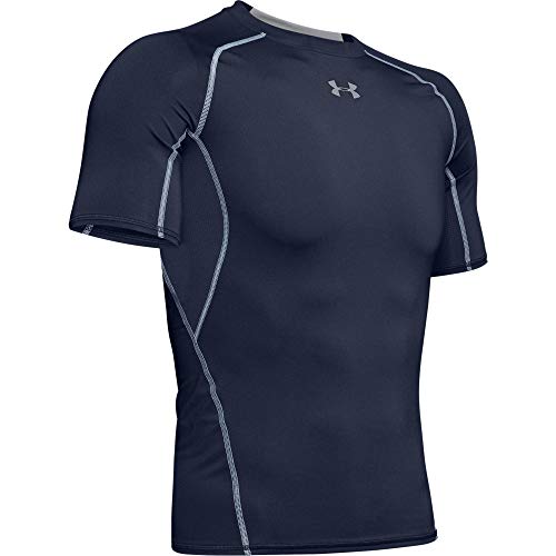 Under Armour UA Heatgear Short Sleeve Camiseta, Hombre, Azul (Midnight Navy/Steel 410), M