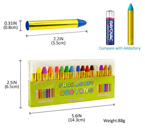 UNEEDE Pintura Facial, 16 Colores Pinturas Cara para Niños Face Body Paint Crayons Seguros y No Tóxicos Maquillaje Carnival Set para Halloween, Birthday, Navidad, Cosplay,Fiestastura
