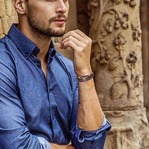 Unendlich U Pulseras Hombre Infinito U Pulsera de Cuero de Tres Capas+ Símbolo Infinito Oro de Acero Inoxidable Idea Regalo para Hombre