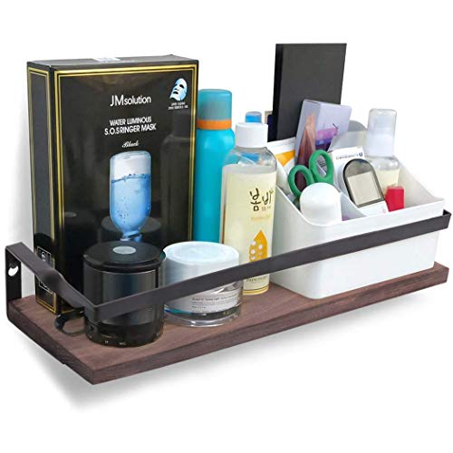 unho 2PCS Estantes Flotantes para Pared Estantería Decorativa de Hierro y Madera para Cocina Baño Sala de Estar Estante Vintage y Rústico de Almacenamiento