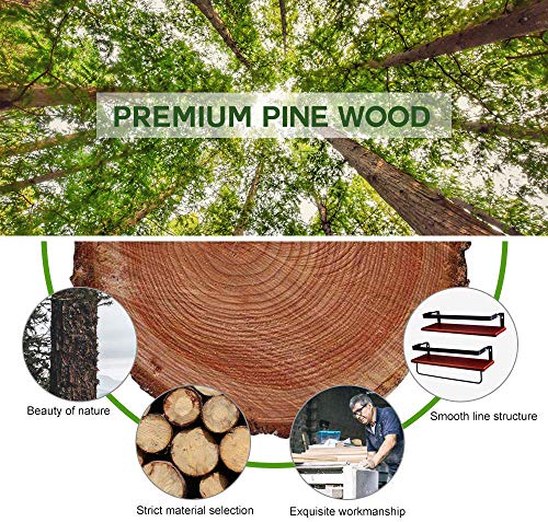 unho 2PCS Estantes Flotantes para Pared Estantería Decorativa de Hierro y Madera para Cocina Baño Sala de Estar Estante Vintage y Rústico de Almacenamiento