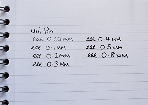uni 153486623 Bolígrafo de dibujo PIN 5 unidades. Bolígrafo negro en paquete de 5 unidades con punta de distintos tamaños