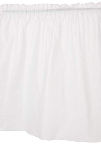 Unique Party- Falda de mesa de plástico, Color blanco, 420 cm (50046)
