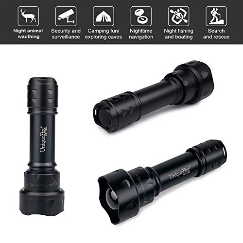 UniqueFire T20 IR 850nm luz infrarroja linterna antorcha,38MM lente de visión nocturna por infrarrojos de luz de la linterna regulable para la caza