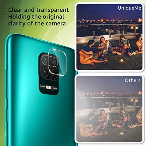 UniqueMe [2 Pack] Protector de Pantalla para Xiaomi Redmi Note 9s / Note 9 Pro/Note 9 Pro MAX + [2 Pack] Protector de Lente de cámara, Vidrio Templado [9H Dureza] HD Film Cristal Templado