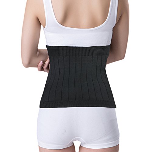 Unisex Adultos Cálidos Suave Cachemira Cintura Calentador Riñón Asiste Cintura Térmica Elástica Banda Protector de Calientamiento del Estómago lumbar, Mujer, negro, S(For Waistline 22"-29")