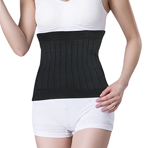 Unisex Adultos Cálidos Suave Cachemira Cintura Calentador Riñón Asiste Cintura Térmica Elástica Banda Protector de Calientamiento del Estómago lumbar, Mujer, negro, S(For Waistline 22"-29")