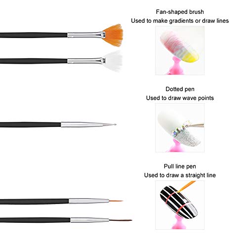 upain 15 Pinceles para Uñas de Gel Nail Art Pen Brush Cepillo de Esmalte Uñas para Falso Natural Acrílico Uñas de Gel