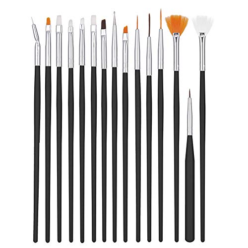upain 15 Pinceles para Uñas de Gel Nail Art Pen Brush Cepillo de Esmalte Uñas para Falso Natural Acrílico Uñas de Gel