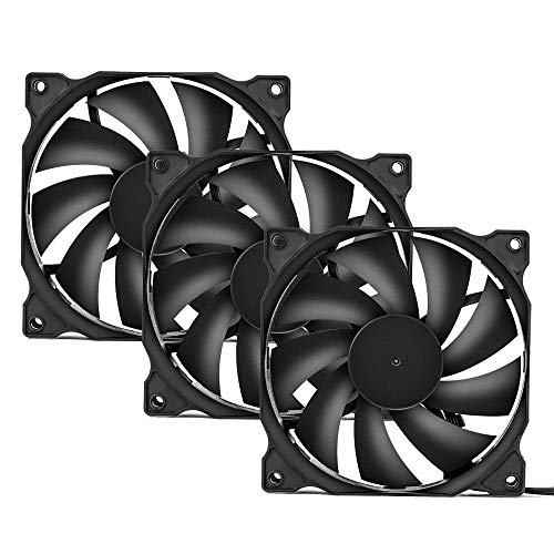upHere 120mm Ventilador para ordenador -  Ventilador de PC silencioso 3 Pack (Negro)12BK3-3