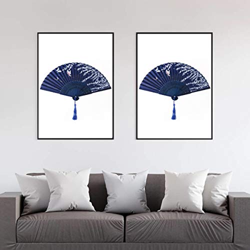 URAQT Abanico de la Mano, Plegable de Mano Abanicos Abanico Madera con Borla Bambú y Seda Ventilador de Mano Japones Patrón Mariposa Flor de Cajas de Regalo para Baile Fiesta Ceremonias, 1 Piezas