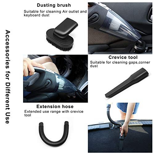 URAQT Aspiradora de Mano, 120W Aspirador Mano Sin Cable Potente, Carga rápida USB Aspiradoras en Seco y Húmedo, Batería de 2200mAh,Filtro Lavable, Accesorio Completo para Oficina, Hogar, Coche