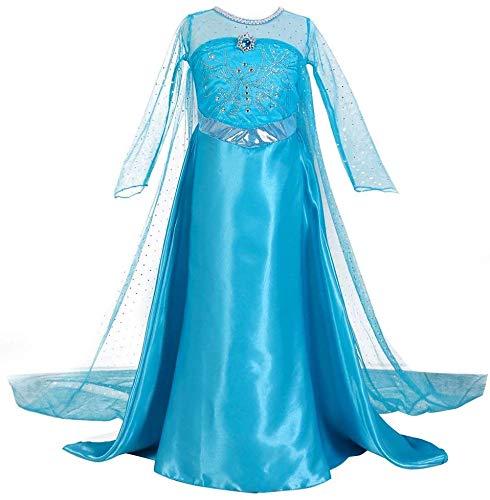 URAQT Disfraz de Princesa Elsa, Traje del Vestido, Traje de Princesa de la Nieve Vestido Infantil Disfraz de Princesa de Niñas para Halloween Traje Fiesta Cosplay
