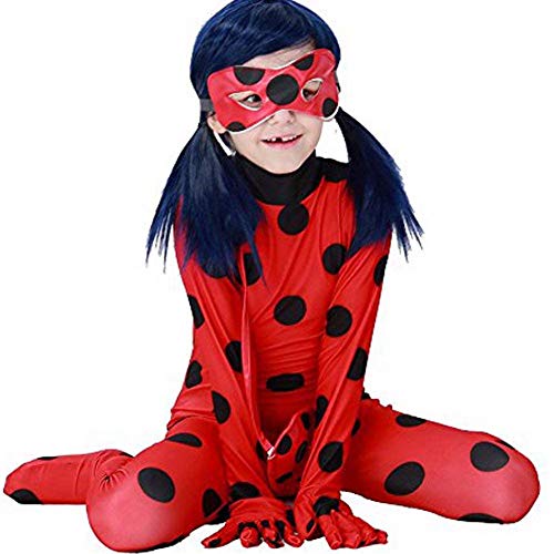 URAQT Drisfraz Lady Bug Vestido Infantil Niñas Costume Rojo Cosplay de Disfraz de Halloween, Cumpleaños (Rojo S)