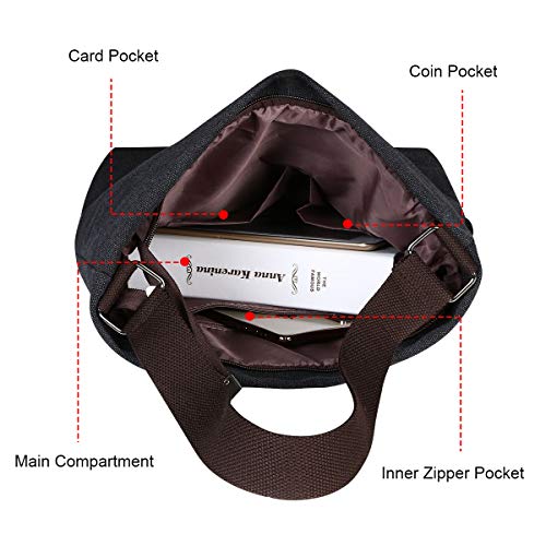 URAQT Mochila de Lona, Bolsos de Mujer, Bolso Mochila Mujer， Mujer Lona Microfibra Multifuncional Casual Bolso de Cuero de Gran Capacidad Bolsas de Hombro Mochila, Negro