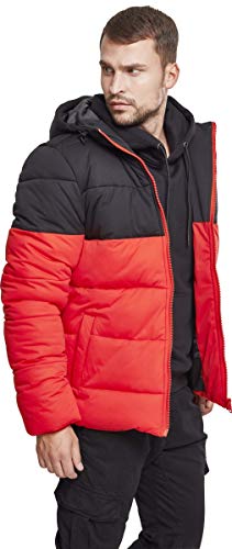 Urban Classics Hooded 2-Tone Puffer Jacket, Chaqueta para Hombre, Rot (Firered/Blk 01440), XXXXL