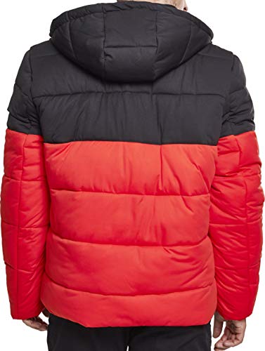 Urban Classics Hooded 2-Tone Puffer Jacket, Chaqueta para Hombre, Rot (Firered/Blk 01440), XXXXL