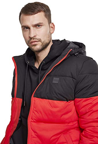 Urban Classics Hooded 2-Tone Puffer Jacket, Chaqueta para Hombre, Rot (Firered/Blk 01440), XXXXL