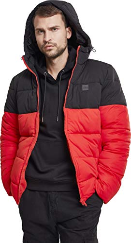Urban Classics Hooded 2-Tone Puffer Jacket, Chaqueta para Hombre, Rot (Firered/Blk 01440), XXXXL
