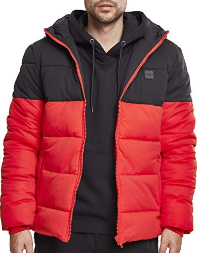 Urban Classics Hooded 2-Tone Puffer Jacket, Chaqueta para Hombre, Rot (Firered/Blk 01440), XXXXL
