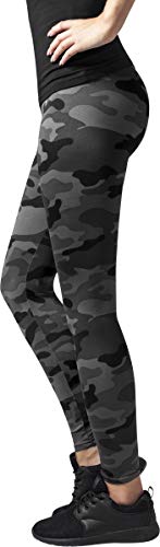 Urban Classics Mujer Leggings Camuflaje, Tanto para Vestir o como para Hacer Deporte, Mallas para Yoga, en Tonos, Talla S, Negro (Dark Camo)