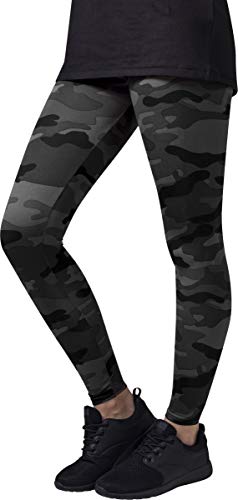 Urban Classics Mujer Leggings Camuflaje, Tanto para Vestir o como para Hacer Deporte, Mallas para Yoga, en Tonos, Talla S, Negro (Dark Camo)