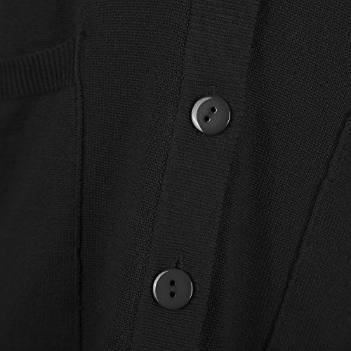 Urban GoCo Mujeres Chaqueta de Punto Básico de Manga Larga con Botones Rebecas Cárdigan Negro L