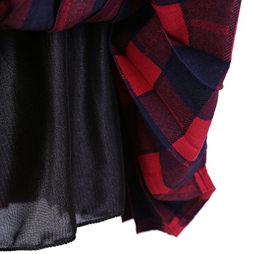 Urban GoCo Mujeres Falda Escocesa Plisada con Cintura Elástica Escuela Uniforme Falda Cuadros (2XL, 5 Rojo)