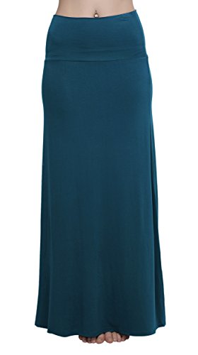Urban GoCo Mujeres Falda Larga para Yoga Danza Casual Alta Cintura Bodycon Elástico Falda Maxi Azul Acero S