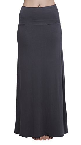 Urban GoCo Mujeres Falda Larga para Yoga Danza Casual Alta Cintura Bodycon Elástico Falda Maxi Gris Oscuro L