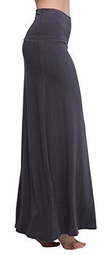 Urban GoCo Mujeres Falda Larga para Yoga Danza Casual Alta Cintura Bodycon Elástico Falda Maxi Gris Oscuro L