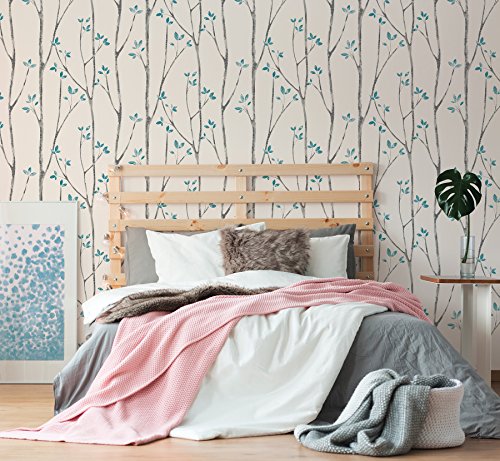 Urban Walls UW24777 Scandi Tree Sidewall, azul