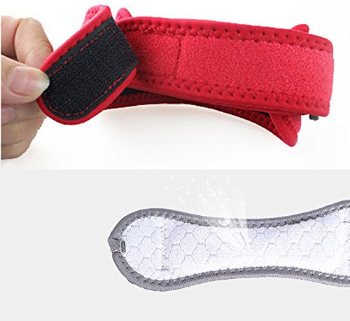 Urvoix Rótula correa, ajustable banda Pad Brace Knee Patellar Tendón Apoyo para correr tenis baloncesto Jersey, rojo (una sola pieza)