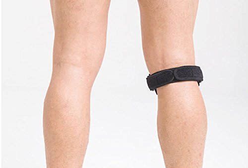 Urvoix Rótula correa, ajustable banda Pad Brace Knee Patellar Tendón Apoyo para correr tenis baloncesto Jersey, rojo (una sola pieza)