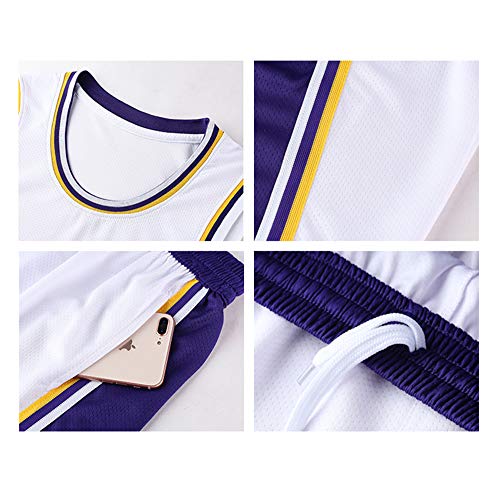 Usado para Kobe Bryant NO.24 Los fanáticos de Los Angeles Lakers Niños Niñas Camisetas de Pelota Azul Niños Adolescentes Trajes Deportivos Camisa + Top Corto de Verano Conjunto de Dos Piezas-Yello