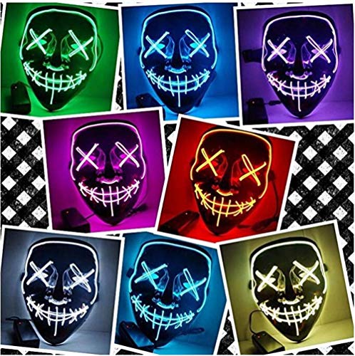 USCVIS Halloween LED Máscaras, Adultos LED Mask Craneo Esqueleto Mascaras para la Fiesta de Disfraces, la Navidad, Cosplay Grimace Festival Party Show (Azul)