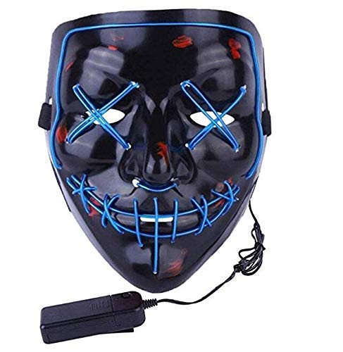 USCVIS Halloween LED Máscaras, Adultos LED Mask Craneo Esqueleto Mascaras para la Fiesta de Disfraces, la Navidad, Cosplay Grimace Festival Party Show (Azul)