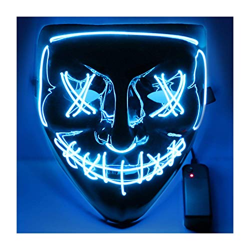 USCVIS Halloween LED Máscaras, Adultos LED Mask Craneo Esqueleto Mascaras para la Fiesta de Disfraces, la Navidad, Cosplay Grimace Festival Party Show (Azul)