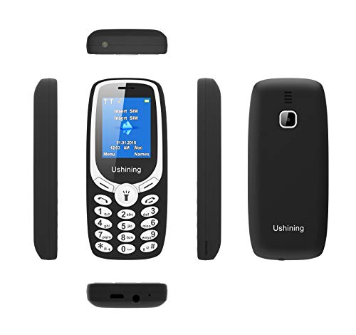 Ushining Teléfono Móvil Basico, Teléfono Móvil para Personas Mayores Teclas Grandes con Tapa Pantalla de 1,8 Pulgadas (Dual SIM, Cámara, Bluetooth, Reproductor MP3) - Negro